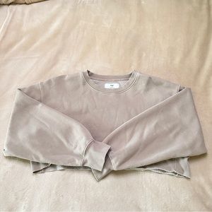 Aritzia TNA Tan Cropped Cutoff Sweatshirt